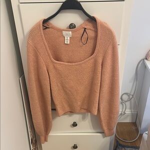 H&M Pink Crew Neck Sweater Soft Knit Casual